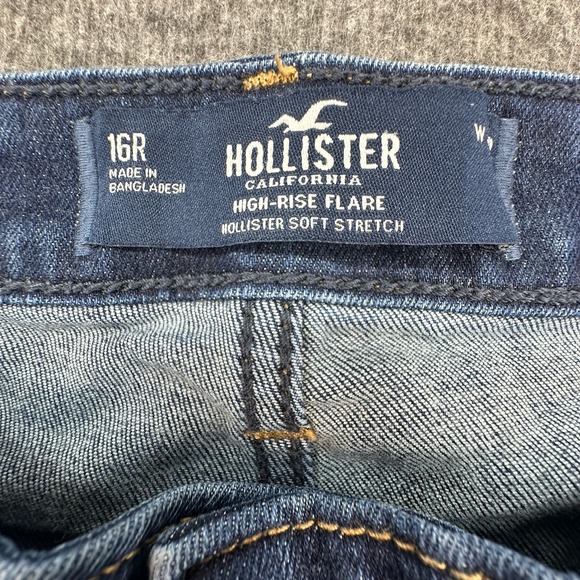 Hollister‎ High Rise Flare Jeans 16R Blue Stretch Denim Soft Comfort Women - Picture 7 of 8